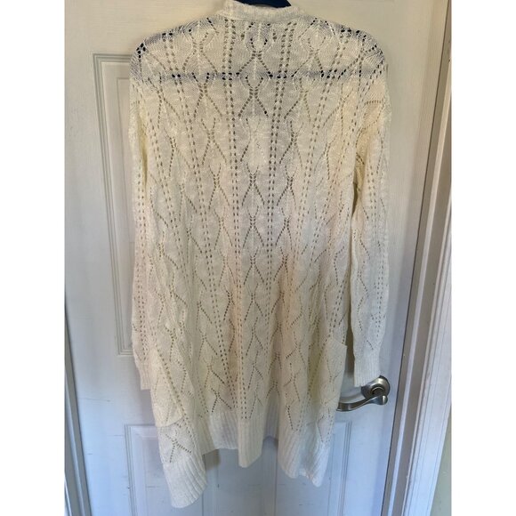 Pink Rose Cream Knit Long Sleeve Open Cardigan Sweater Large NWT - Picture 4 of 6